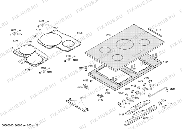 Схема №2 PIK875T91E inducc.bosch tc 80cm internet.4i paell с изображением Стеклокерамика для плиты (духовки) Bosch 00479662