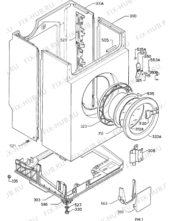Взрыв-схема стиральной машины Electrolux EW1003W - Схема узла Cabinet + armatures