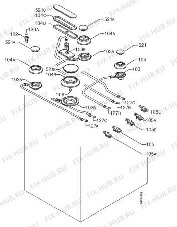 Взрыв-схема плиты (духовки) Rex R9PE - Схема узла Functional parts 267