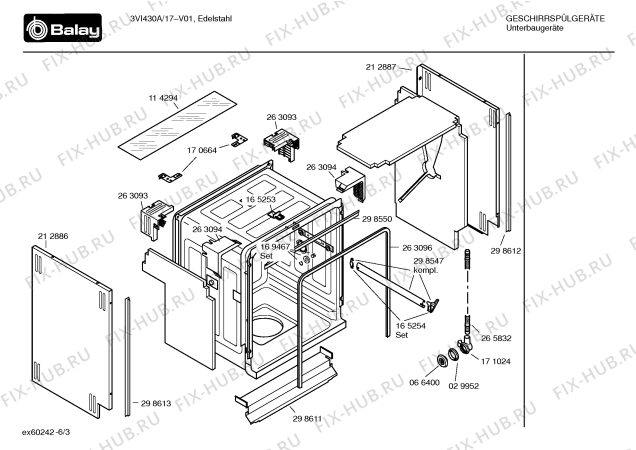 Схема №4 3VI430A с изображением Передняя панель для посудомойки Bosch 00359198