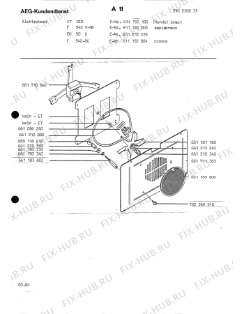 Взрыв-схема плиты (духовки) Rondo (N Rn) ET 520 RONDO - Схема узла Section4