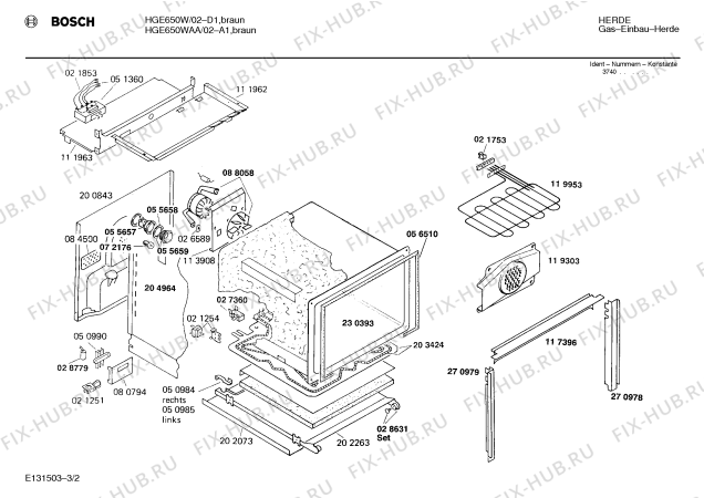 Схема №2 HGE650WAA с изображением Панель для духового шкафа Bosch 00282697