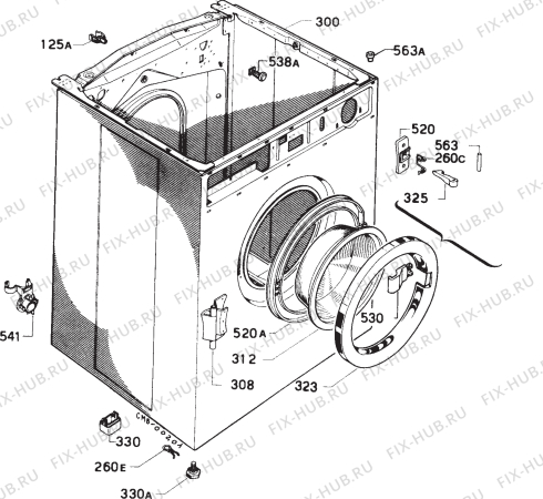 Взрыв-схема стиральной машины Rex D500TX - Схема узла Cabinet + armatures