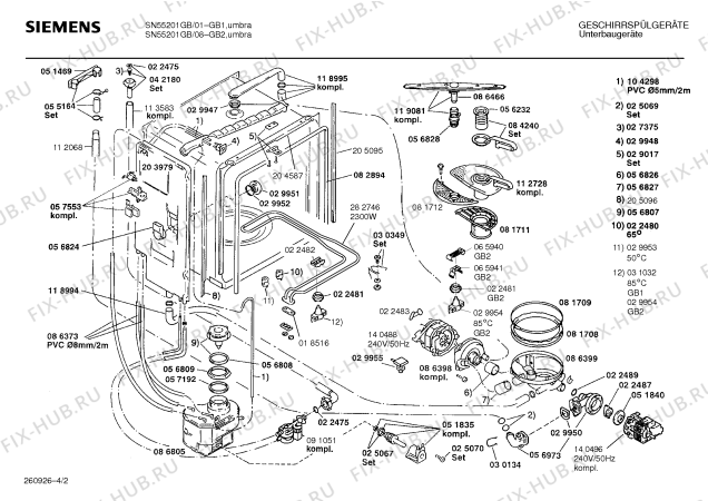 Взрыв-схема посудомоечной машины Siemens SN55201GB - Схема узла 02