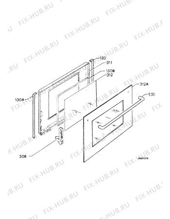 Взрыв-схема плиты (духовки) Zanussi HM491X - Схема узла Door 003