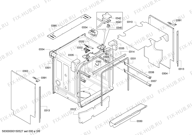 Схема №5 SX66T095EU с изображением Передняя панель для электропосудомоечной машины Siemens 00703401