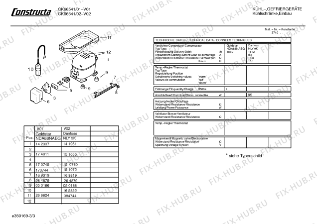 Взрыв-схема холодильника Constructa CK66541 - Схема узла 03