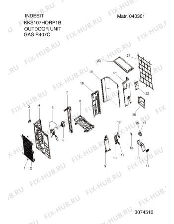 Взрыв-схема кондиционера SOLUTIONS KKS107H0RP1B (F026700) - Схема узла