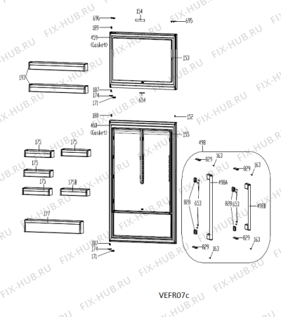 Схема №3 W8TIH182X с изображением Уплотнитель (прокладка) для холодильника Whirlpool 488000534417