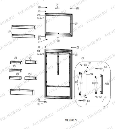 Схема №2 H8TIH182O3X с изображением Всякое для холодильной камеры Whirlpool 488000534430