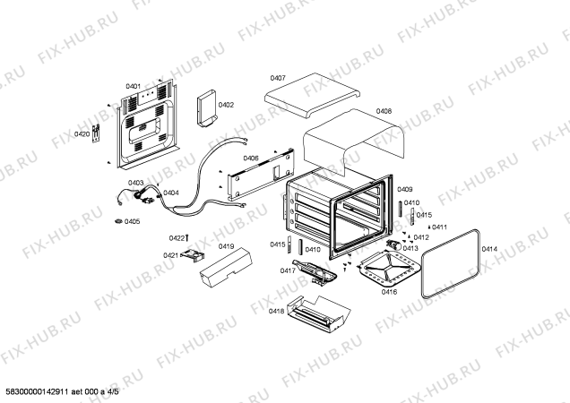 Взрыв-схема плиты (духовки) Bosch HSG13K20SC - Схема узла 04