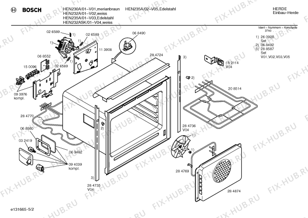 Схема №2 HEN235A с изображением Панель для плиты (духовки) Bosch 00285286