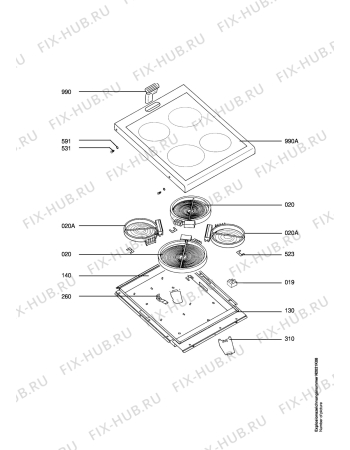 Схема №1 1052V-W с изображением Поверхность для электропечи Aeg 8996619257687