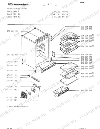 Взрыв-схема холодильника Aeg SAN1802 U - Схема узла Housing 001