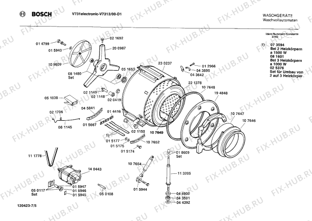 Взрыв-схема стиральной машины Bosch V7313 V731 - Схема узла 05