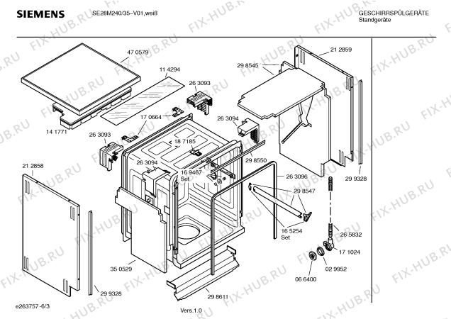 Взрыв-схема посудомоечной машины Siemens SE28M240 Extraklasse - Схема узла 03