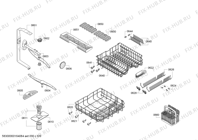 Взрыв-схема посудомоечной машины Bosch SMU50E65AU - Схема узла 06