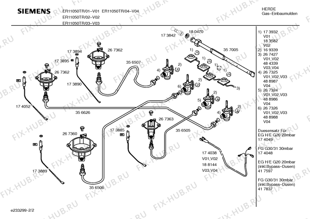 Схема №2 ER11050TR с изображением Столешница для плиты (духовки) Siemens 00236043