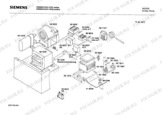 Взрыв-схема плиты (духовки) Siemens HE880416 - Схема узла 04