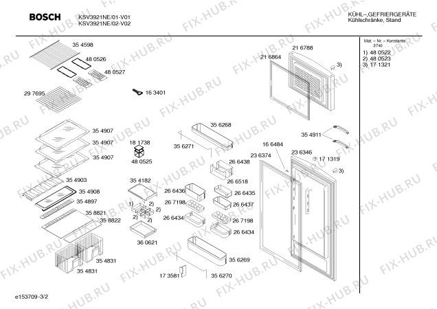 Схема №1 KSV3921NE с изображением Дверь для холодильной камеры Bosch 00236346