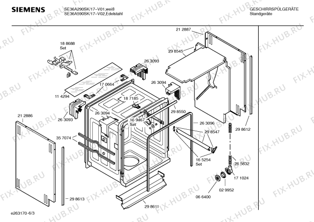 Взрыв-схема посудомоечной машины Siemens SE36A590SK - Схема узла 03
