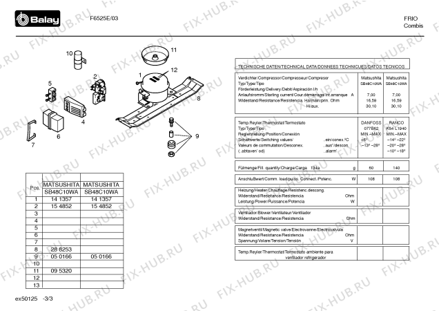 Схема №2 F6525E F6525 с изображением Компрессор для холодильной камеры Bosch 00141357