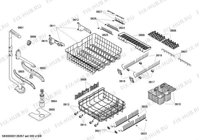 Взрыв-схема посудомоечной машины Bosch SGU55E82SK - Схема узла 06