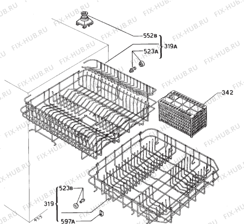 Взрыв-схема посудомоечной машины Blanco DFI455 - Схема узла Basket 160