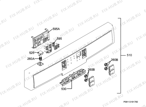 Взрыв-схема посудомоечной машины Electrolux ESF8530ROK - Схема узла Command panel 037