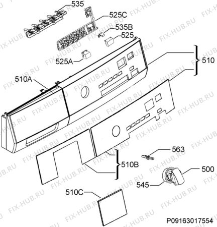 Взрыв-схема сушильной машины Aeg Electrolux T57840W - Схема узла Command panel 037