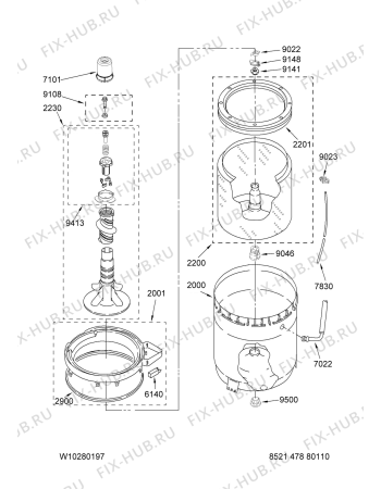 Схема №6 3LSR6233EQ AWM 941 с изображением Труба для стиралки Whirlpool 481903948705