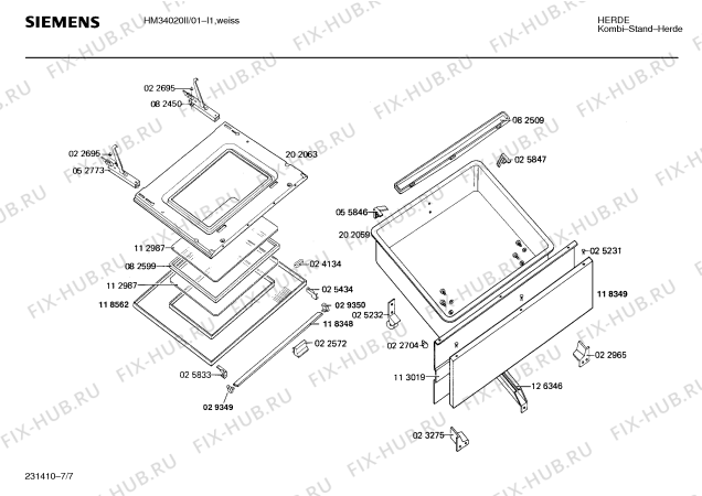 Взрыв-схема плиты (духовки) Siemens HM34020II - Схема узла 07