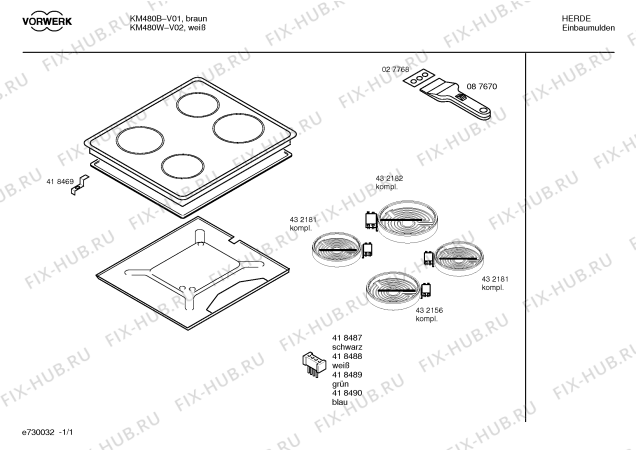 Схема №1 KM480B с изображением Штекер для плиты (духовки) Bosch 00418488