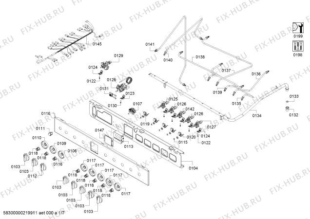 Схема №3 HGK90VQ59M с изображением Микровыключатель для плиты (духовки) Bosch 10003520