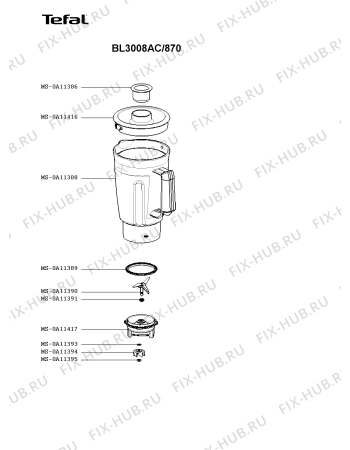 Взрыв-схема блендера (миксера) Tefal BL3008AC/870 - Схема узла QP004391.0P2