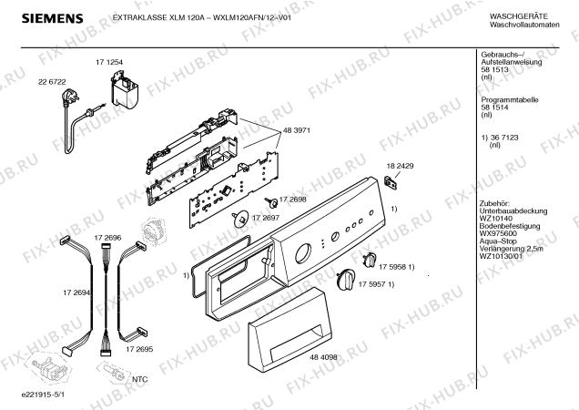 Схема №4 WXLM120AFN EXTRAKLASSE XLM 120A с изображением Инструкция по установке и эксплуатации для стиральной машины Siemens 00581513