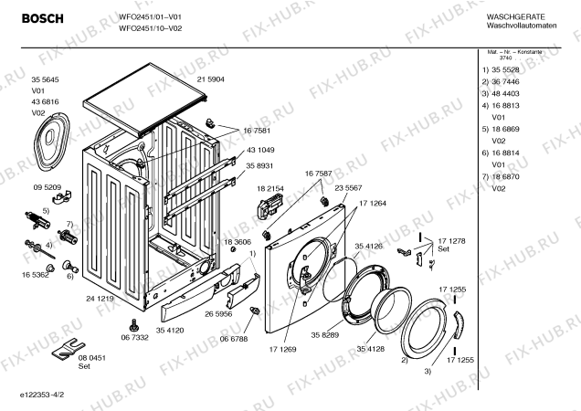 Схема №4 WFO2451 Maxx WFO 2451 с изображением Таблица программ для стиральной машины Bosch 00585071