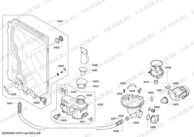 Взрыв-схема посудомоечной машины Bosch SMI85M25DE - Схема узла 04