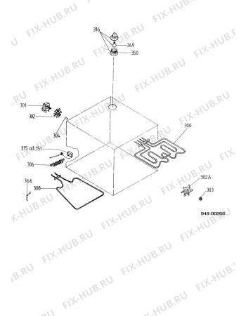 Взрыв-схема плиты (духовки) Electrolux CF6531 - Схема узла Functional parts