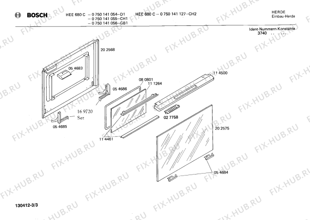 Схема №1 0750141056 HEE680C с изображением Панель для духового шкафа Bosch 00114562