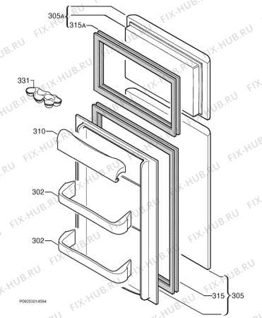 Взрыв-схема холодильника Zoppas PD18 - Схема узла Door 003