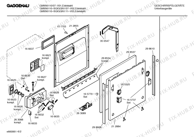 Взрыв-схема посудомоечной машины Gaggenau SGIGGN1 GM956110 - Схема узла 02