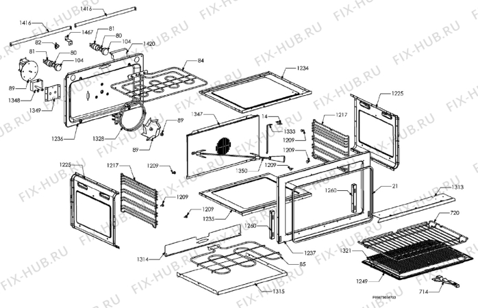 Взрыв-схема плиты (духовки) Aeg Electrolux C41029G-M - Схема узла Section 5