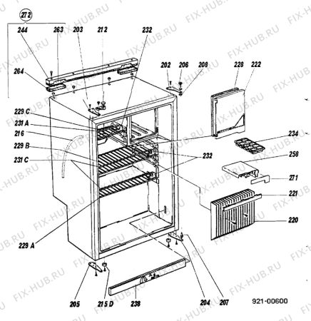 Взрыв-схема холодильника Electrolux RM3250 - Схема узла C20 Cabinet  B