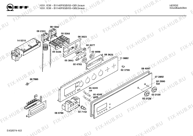 Схема №5 B1140F0GB 10311EM с изображением Переключатель для плиты (духовки) Bosch 00032129