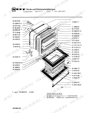 Взрыв-схема плиты (духовки) Neff 1114442833 1444/131F - Схема узла 02