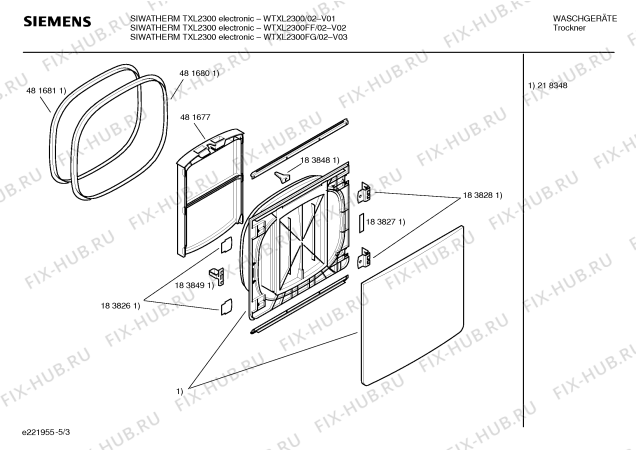 Схема №5 WTXL2300 SIWATHERM TXL2300 electronic с изображением Панель управления для сушильной машины Siemens 00362910