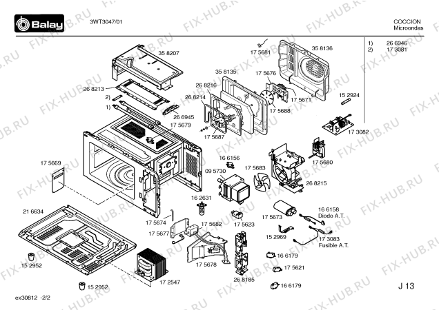 Схема №2 3WT3047 с изображением Решетка для гриля для микроволновой печи Bosch 00358133