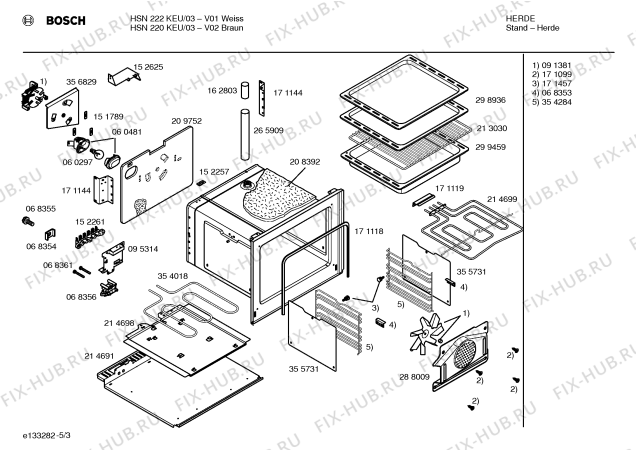 Взрыв-схема плиты (духовки) Bosch HSN220KEU - Схема узла 03