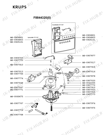 Взрыв-схема кофеварки (кофемашины) Krups F8844320(0) - Схема узла 5P001861.7P3